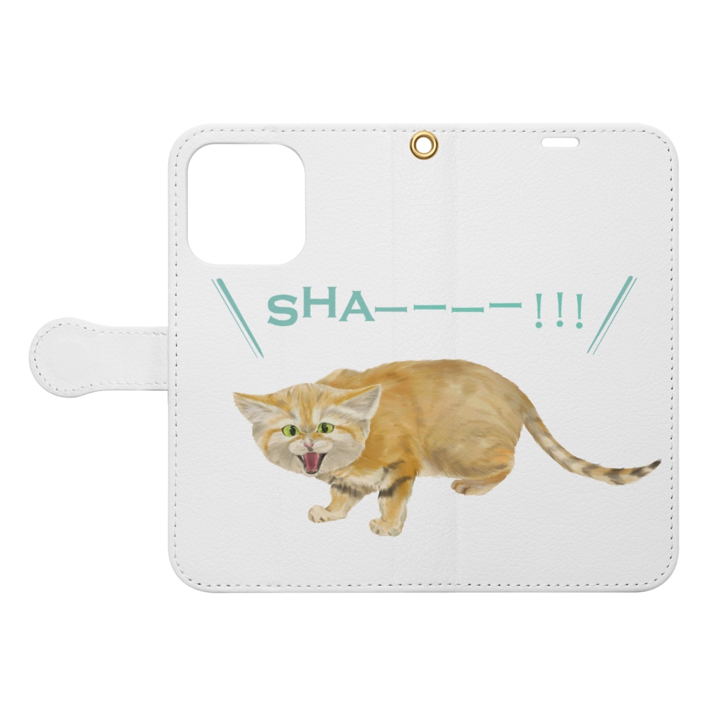 kitaooji shop SUZURI店のシャーするスナネコ Book-Style Smartphone Case:Opened (outside)