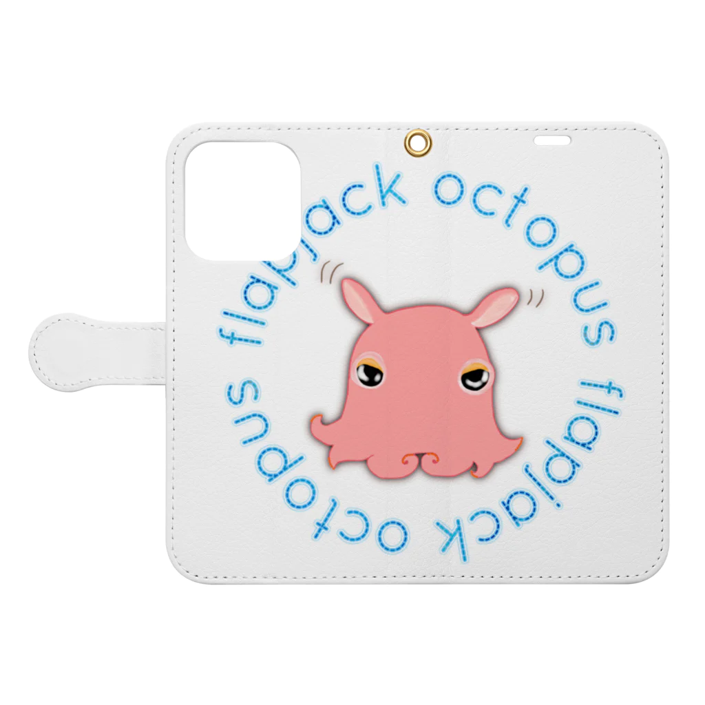 LalaHangeulのFlapjack Octopus(メンダコ) 英語バージョン Book-Style Smartphone Case:Opened (outside)