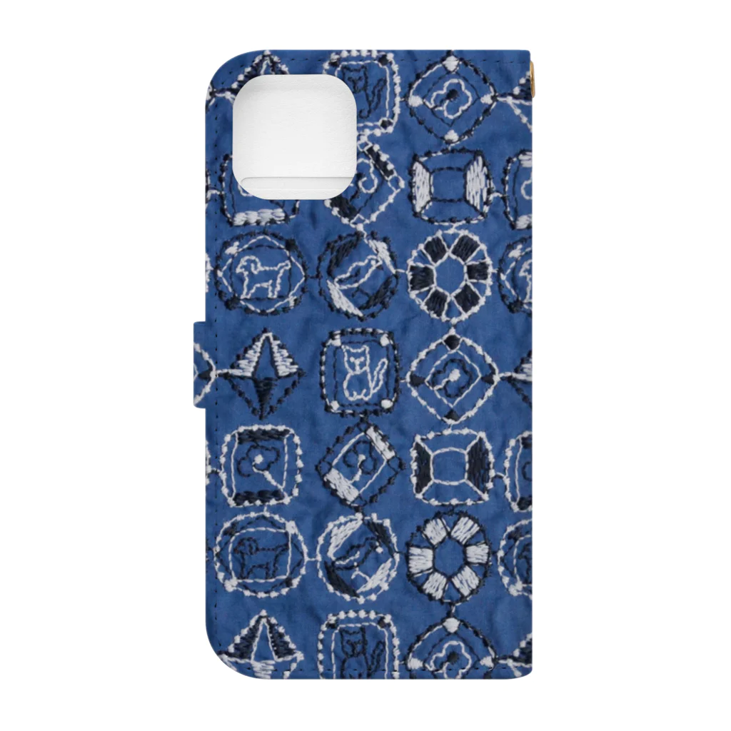 Canako Inoueの刺繍Diamond blue 手帳型スマホケース Book-Style Smartphone Case :back