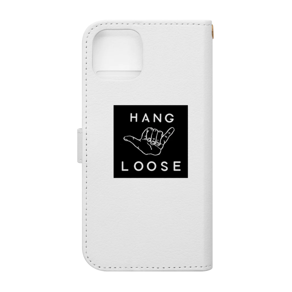 hang looseのハングルースBLACK 手帳型スマホケースの裏面