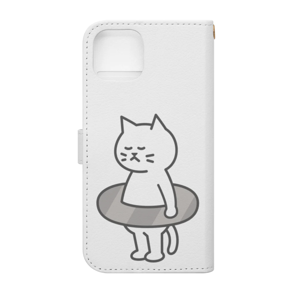 KAWAGOE GRAPHICSのプールが苦手な猫 Book-Style Smartphone Case :back