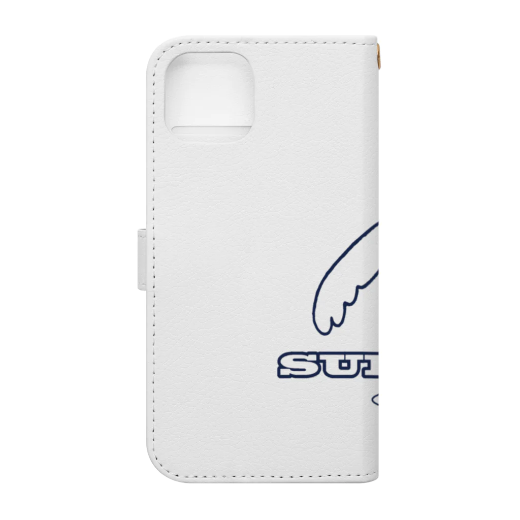 ゆるふわんにゃんのリノメレSURF DOGブルーライン Book-Style Smartphone Case :back