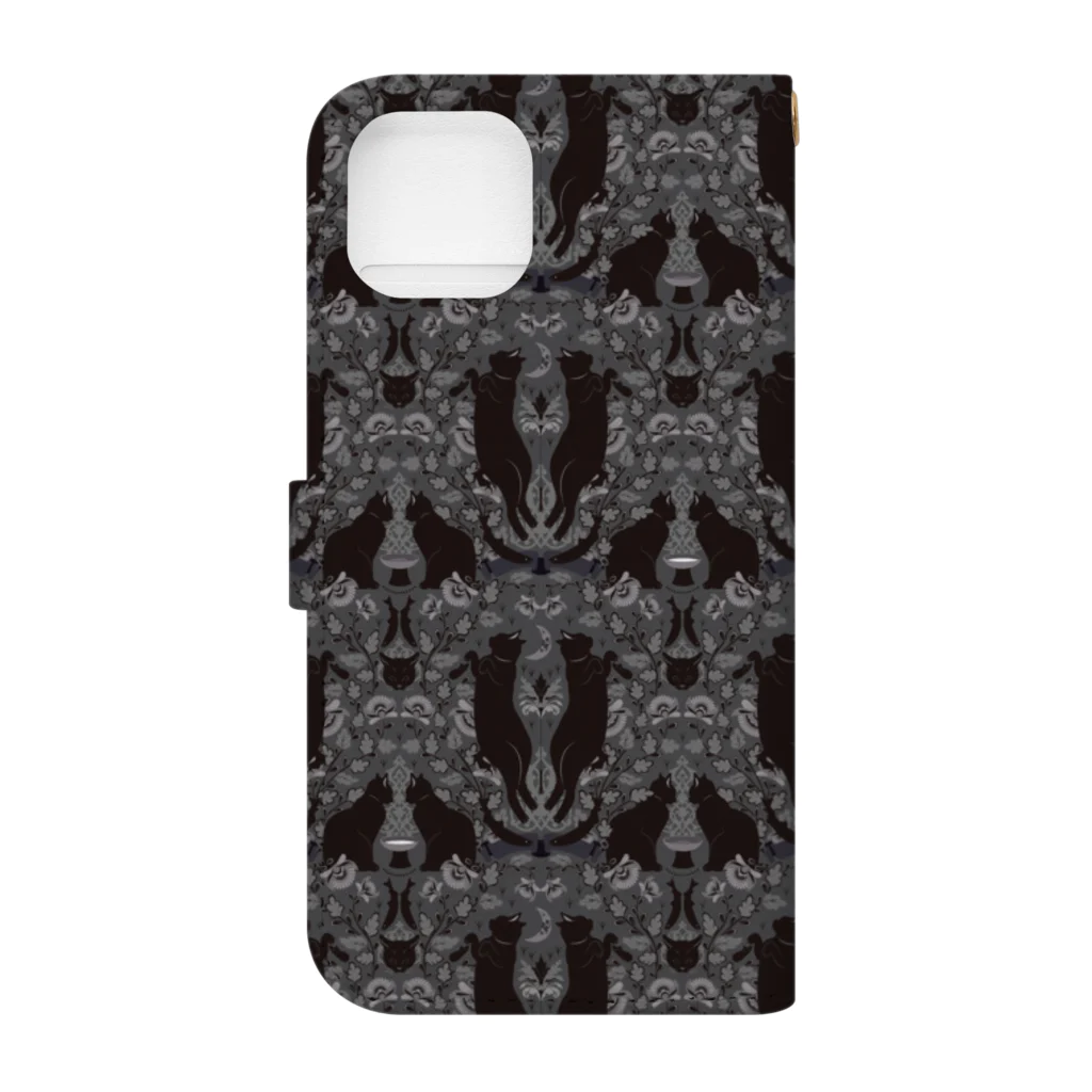 Radiostar suzuriSHOPの銀鉤舎　黒猫ロンド・墨 Book-Style Smartphone Case :back