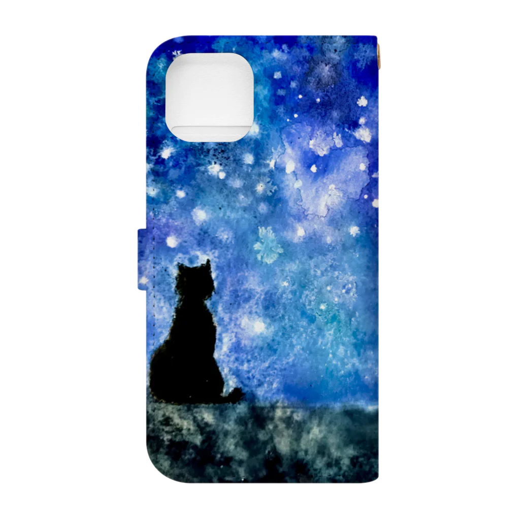 星の銀貨（アナログイラスト）の会いたいねこ Book-Style Smartphone Case :back