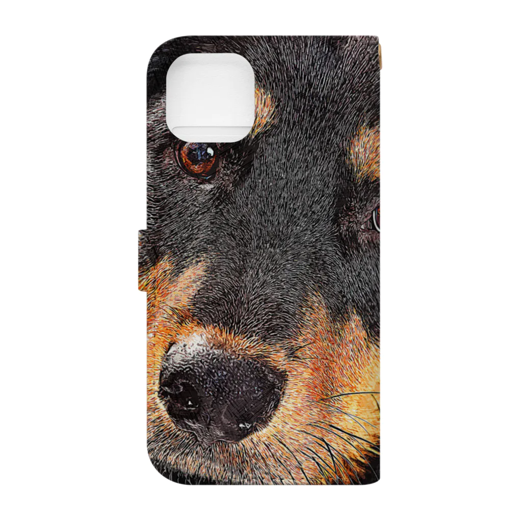 【CPPAS】Custom Pet Portrait Art Studioのかわいい子犬のロットワイラー Book-Style Smartphone Case :back