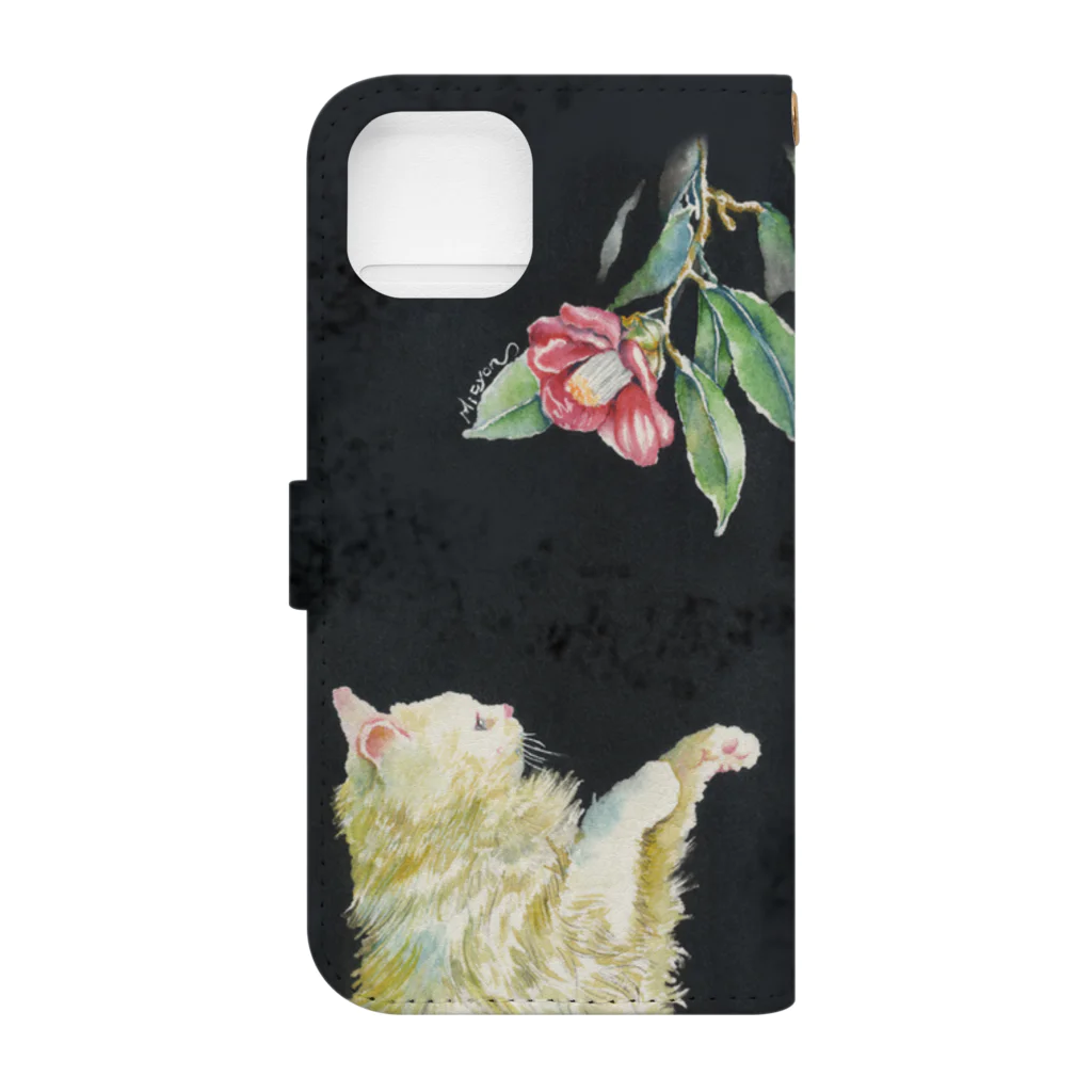 ねこのひたいのこれは何？ （iPhone13推奨） Book-Style Smartphone Case :back