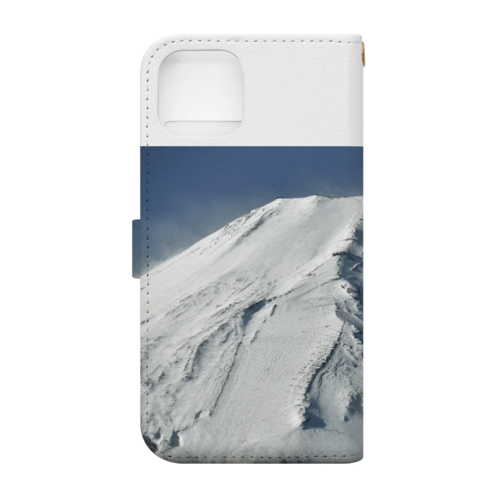 下田村の冠雪した富士山_003 Book-Style Smartphone Case :back