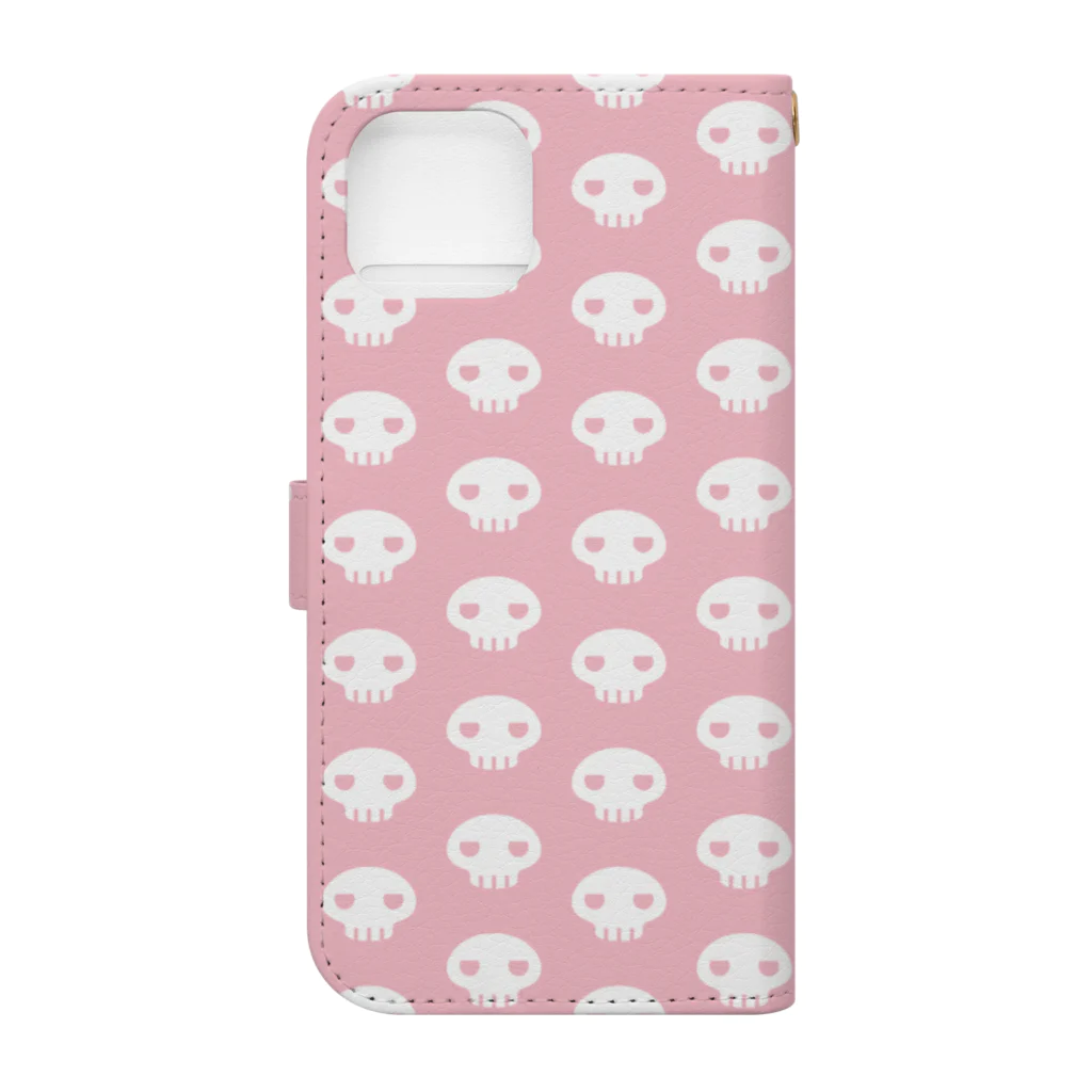 ミニマムユニヴァース@SUZURIのデビねこくん 手帳型スマホケース ピンク Book-Style Smartphone Case :back