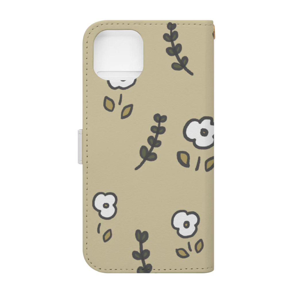 miso shopの花と葉っぱ(ベージュ) Book-Style Smartphone Case :back