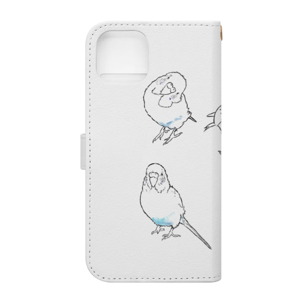 Lily bird（リリーバード）のインコの仕草たち Book-Style Smartphone Case :back