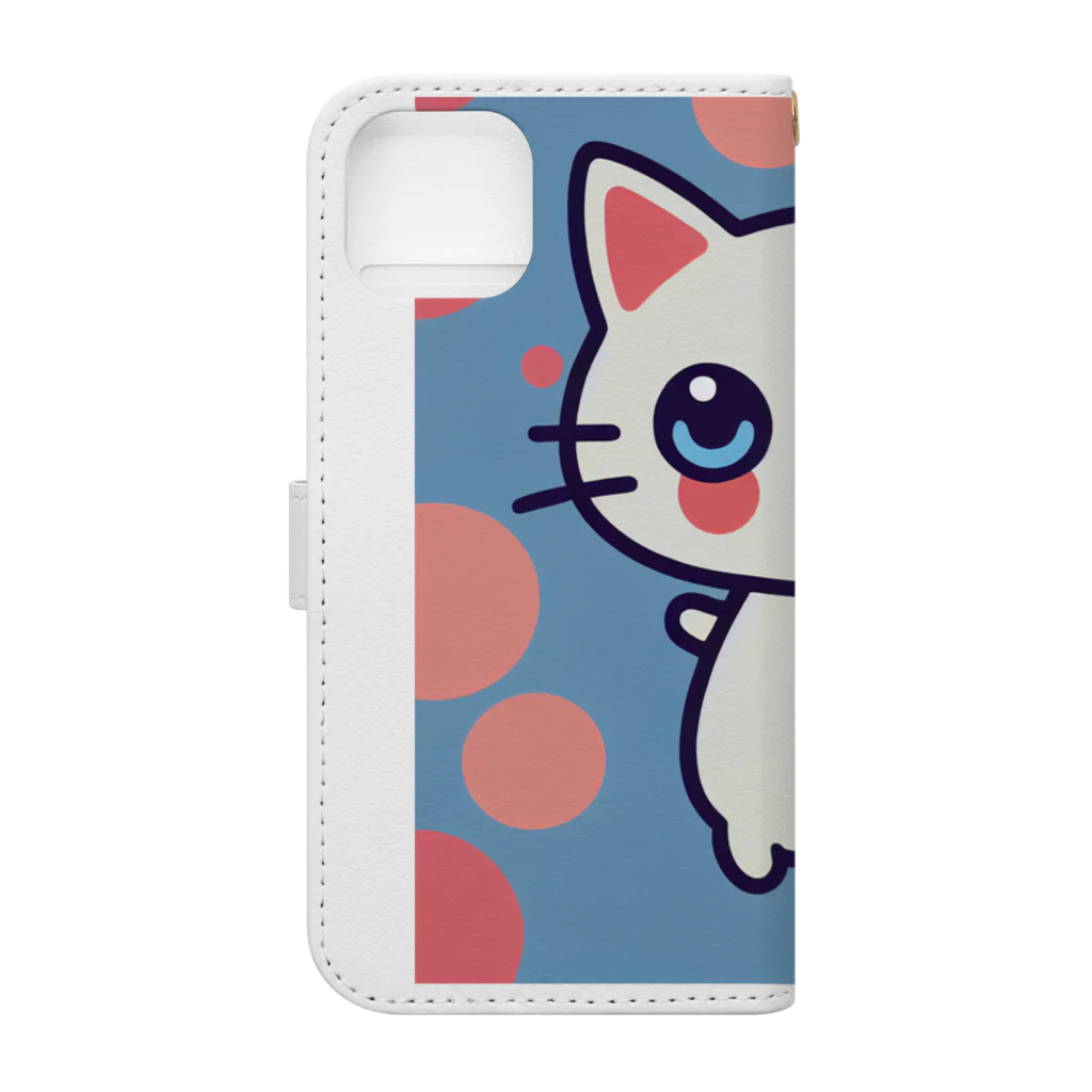 A31eの狛猫のミケ「はーとびーと」 Book-Style Smartphone Case :back