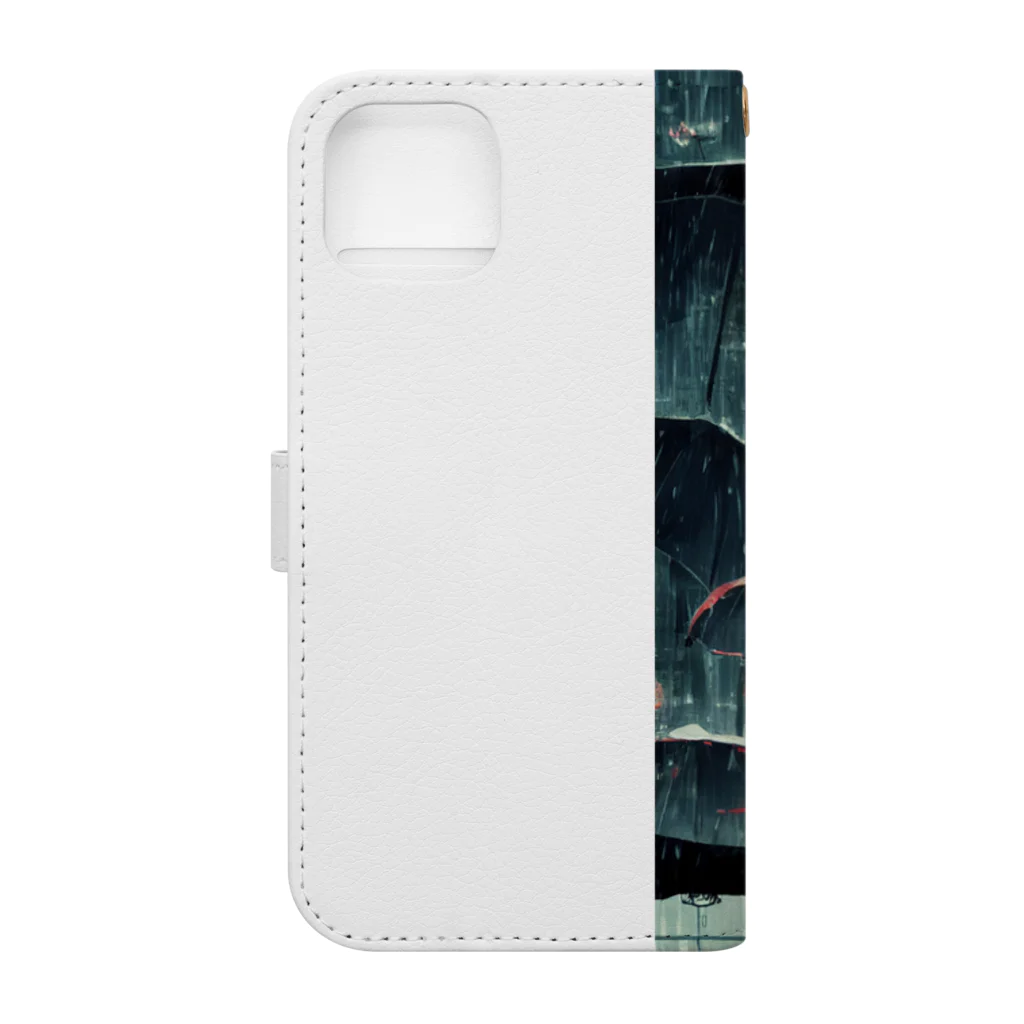 Non-Fungible T-shirtの雨のとある街 Book-Style Smartphone Case :back