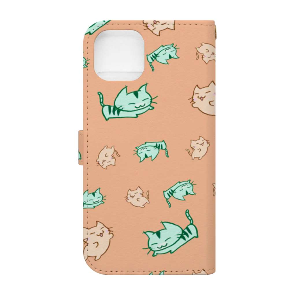 まりにゃんずのじゃれまくる まりにゃんず（橙） Book-Style Smartphone Case :back