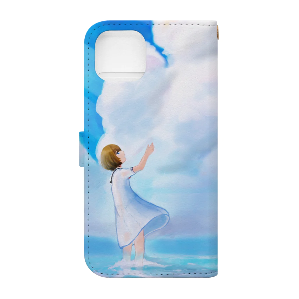 くぼっち/イラスト練習中の水兵ちゃんと入道雲 Book-Style Smartphone Case :back