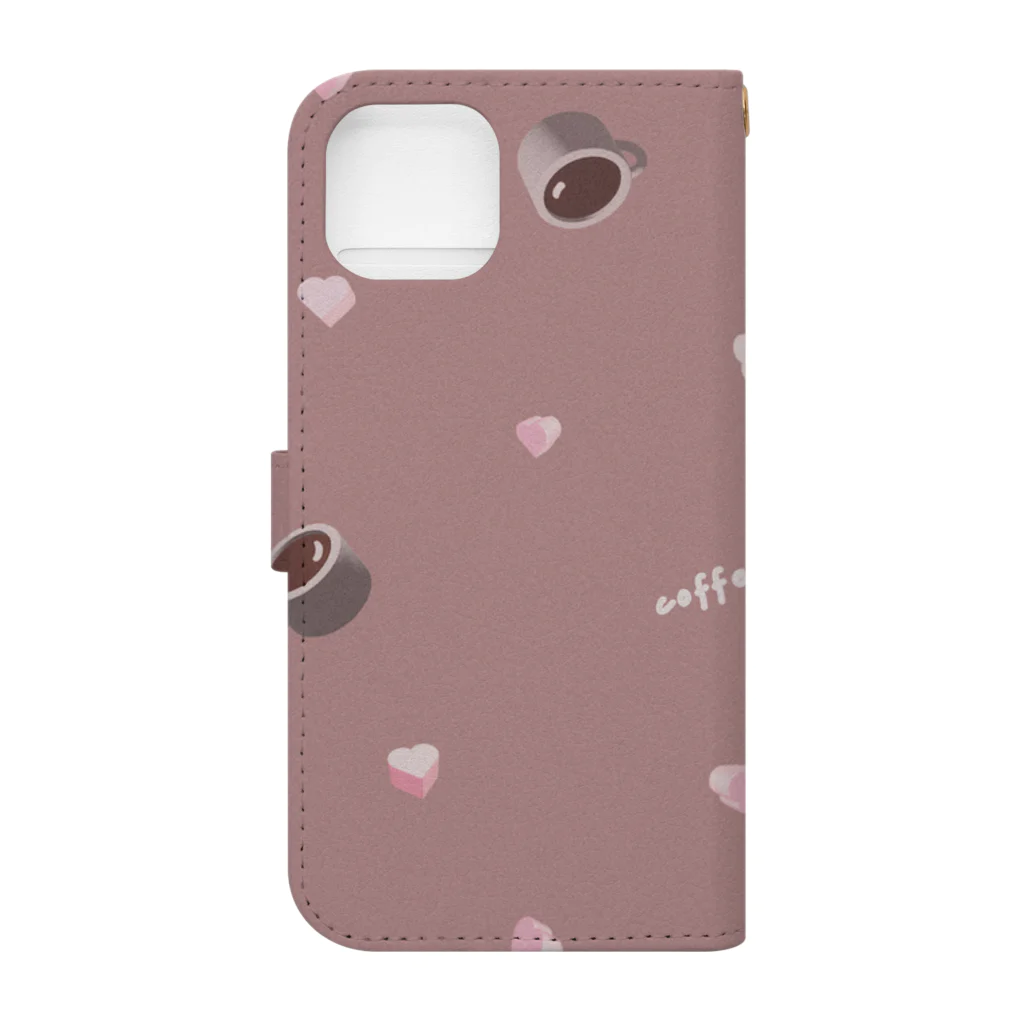 hikari_graphicsのコーヒーとチョコレート休憩タイム　PINK Book-Style Smartphone Case :back