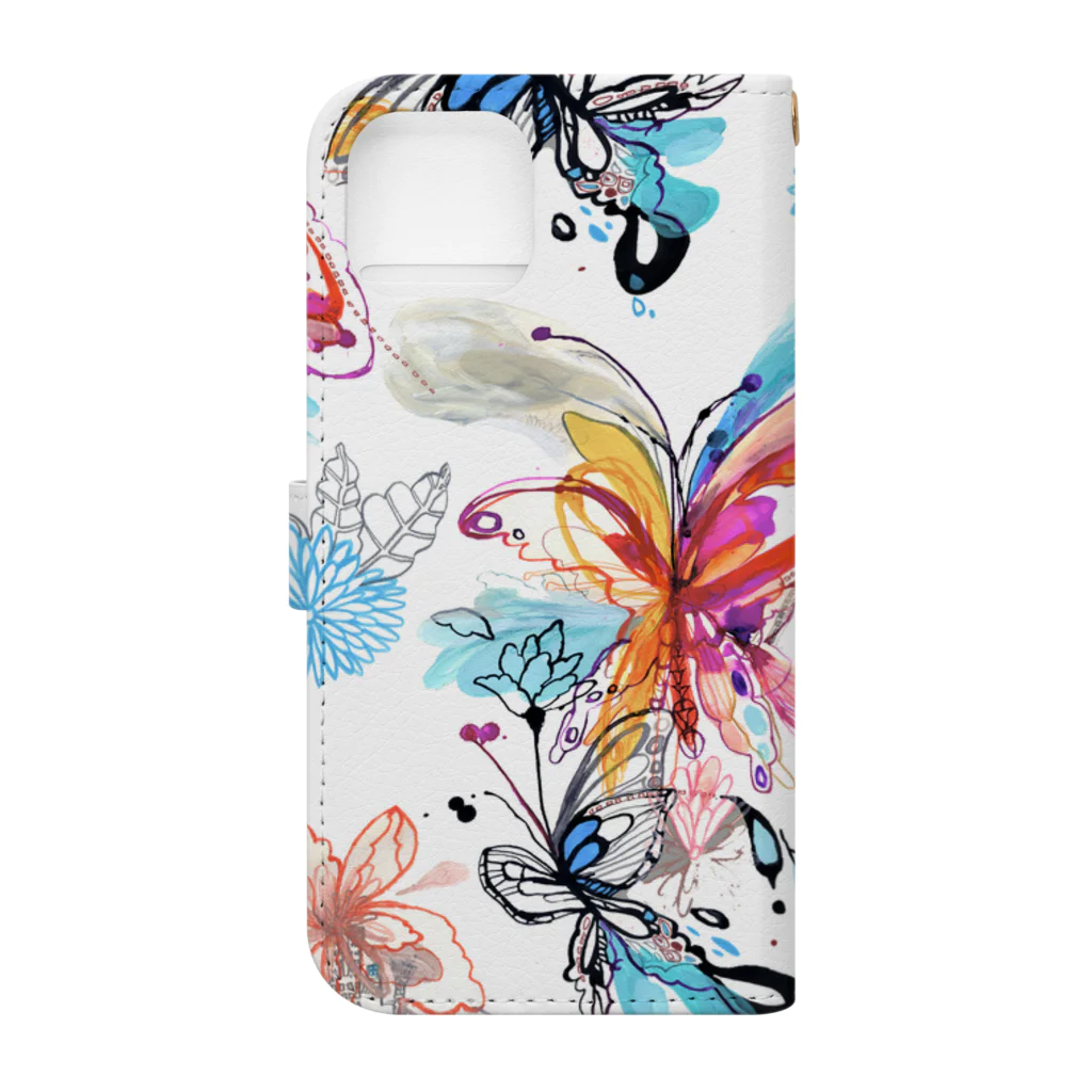 Keeda Oikawa ONLINE SHOPのpapillon white Book-Style Smartphone Case :back