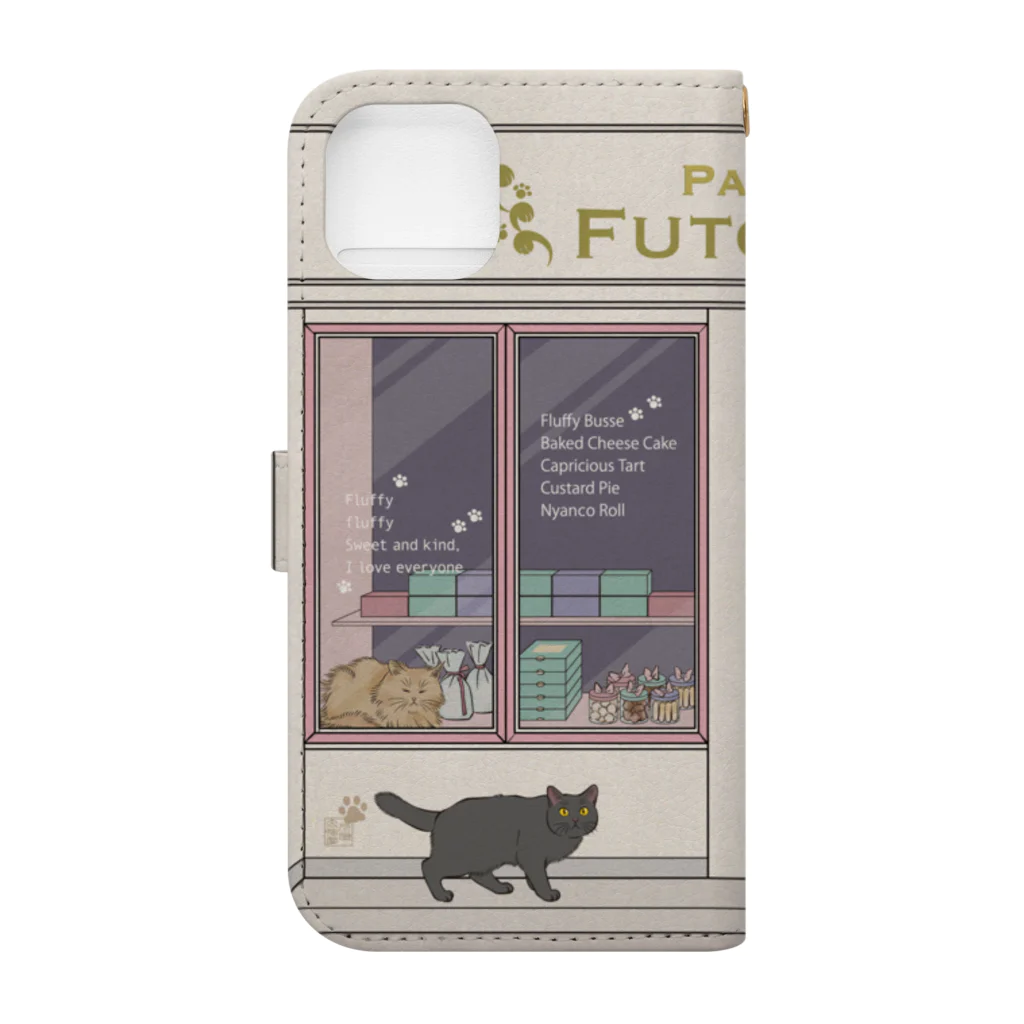 元祖ふとねこ堂のふとねこ洋菓子店 手帳型スマホケースの裏面