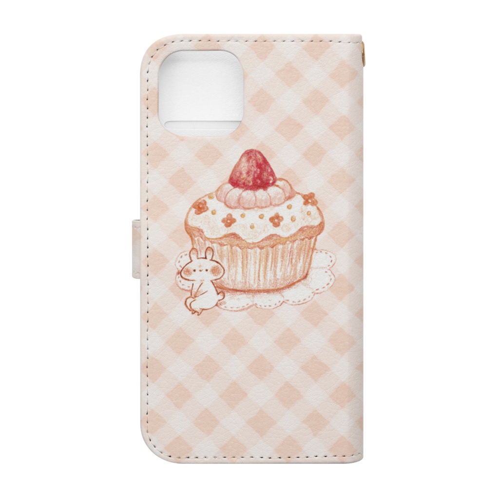 ＊momochy shop＊のカップケーキとうさぎ(おおきい) Book-Style Smartphone Case :back