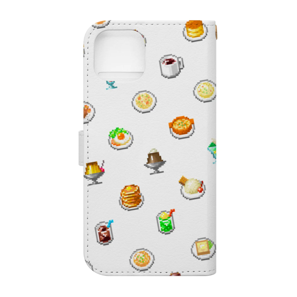 kopehiroのレトロカフェメニュードット絵 手帳型スマホケースの裏面