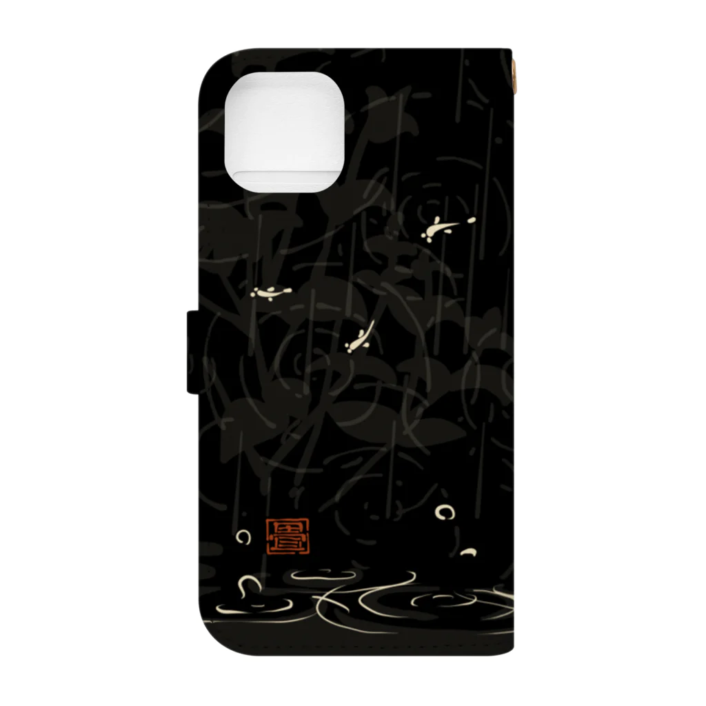 花日和 畳の深笠 夜 Book-Style Smartphone Case :back