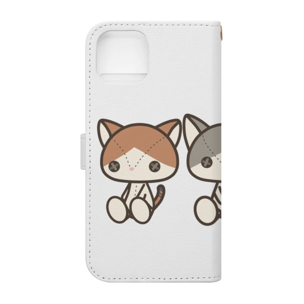 ねことおひるねのぬいぬい Book-Style Smartphone Case :back