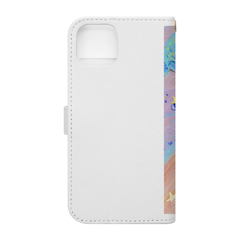 木目アート🖼Hitomi の【みずうみがピンク色になる日には】グッズ Book-Style Smartphone Case :back