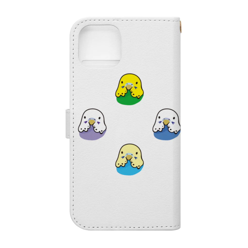 くだらないみち商店のセキセイインコ　Hi! Bird 顔イロイロ Book-Style Smartphone Case :back