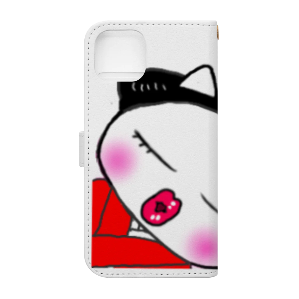 Happy Fun goodsの舞妓ねこ　接吻 Book-Style Smartphone Case :back