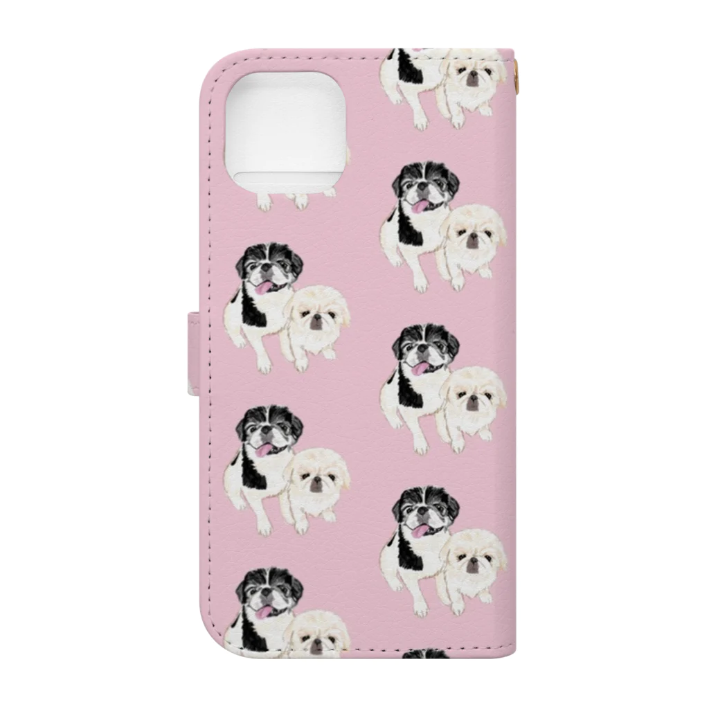 hanapecha_wannyanの狆ちゃん＆ペキちゃん Book-Style Smartphone Case :back