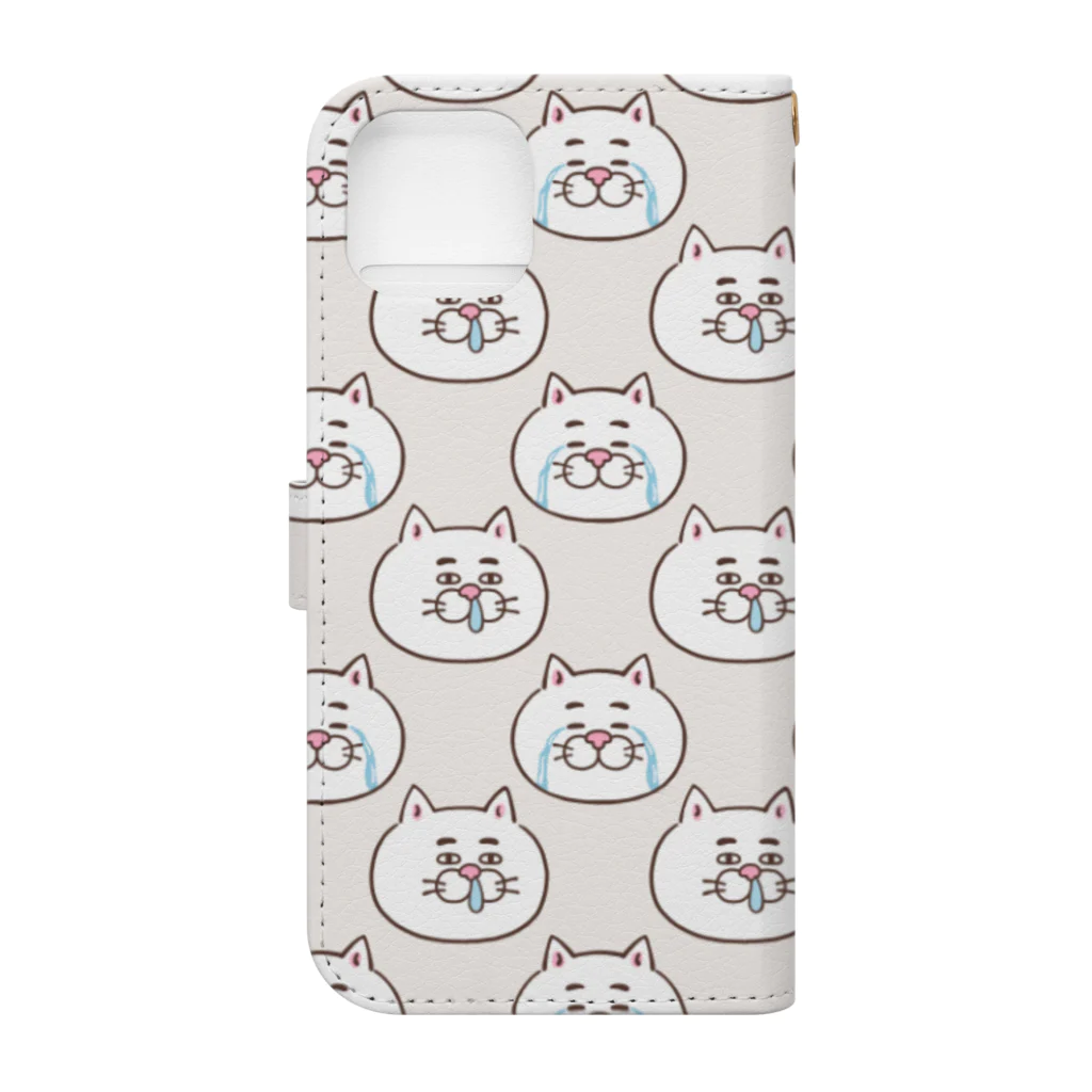 目つきの悪い猫＠いけやけいの目つきの悪い猫　ベージュ Book-Style Smartphone Case :back