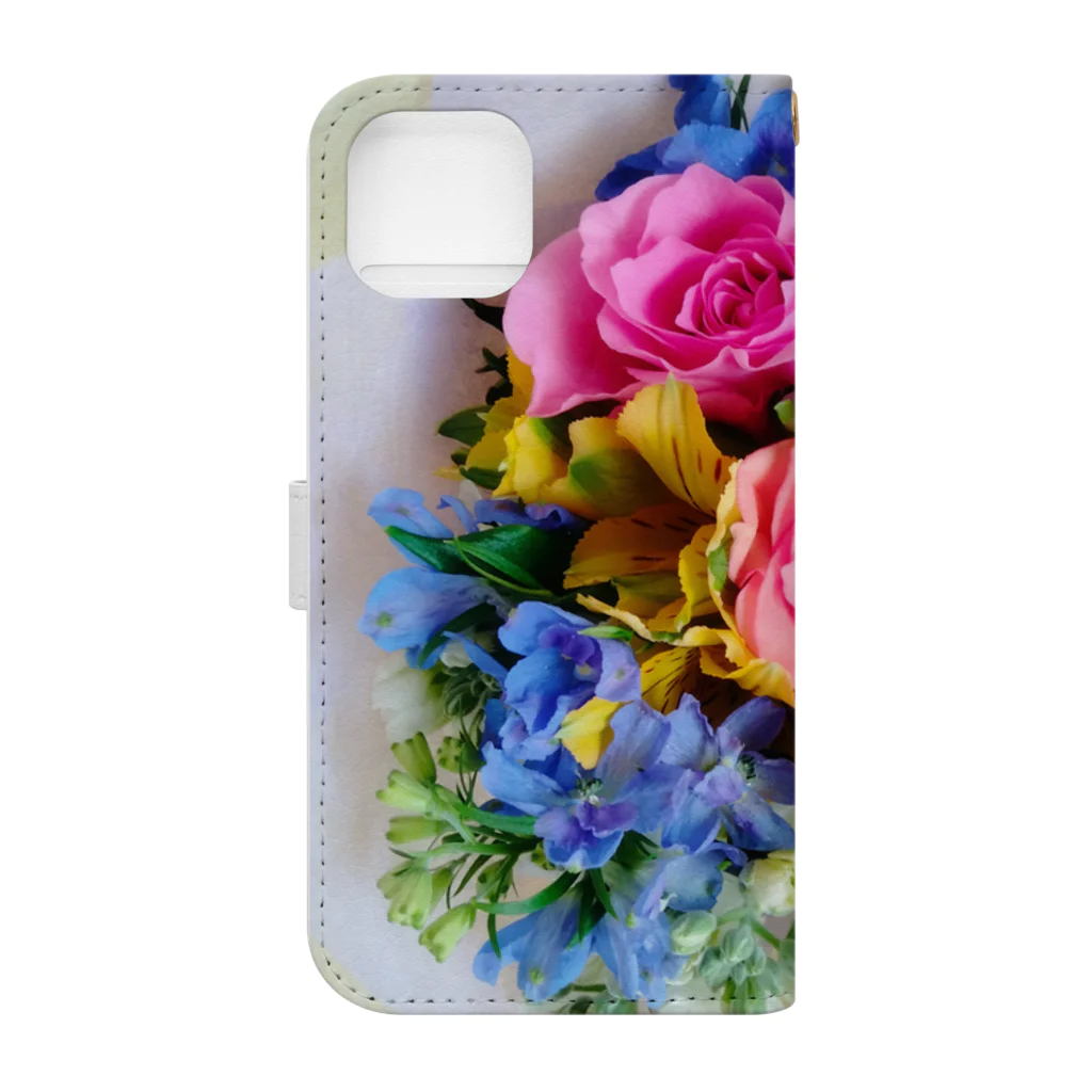 ナチュラルフラワーのバラの花束 Book-Style Smartphone Case :back