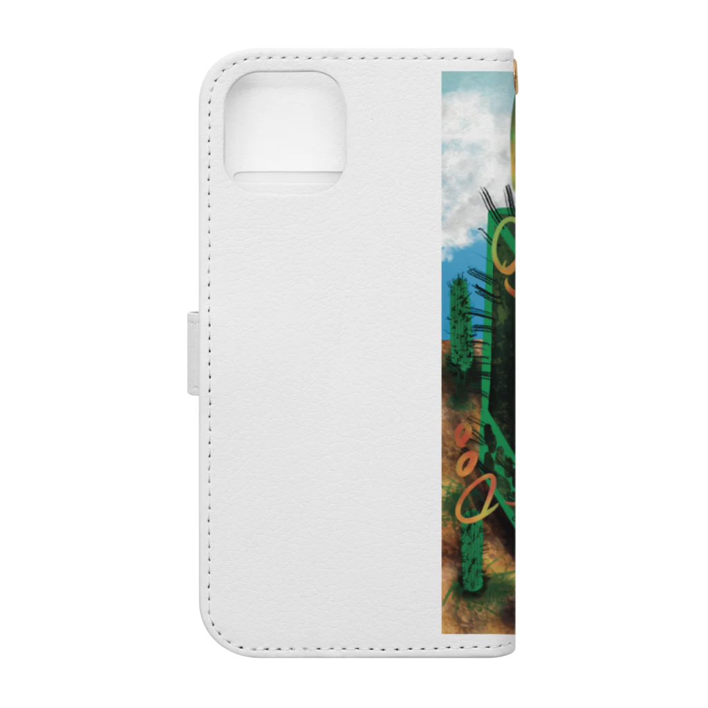 AkironBoy's_Shopのサボテンとサウナの融合 (Fusion of cactns and Sauna) Book-Style Smartphone Case :back