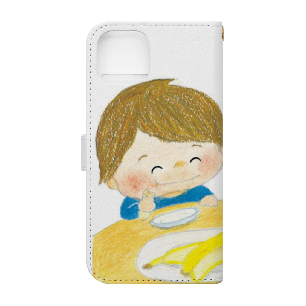 まついはるかの絵のはんぶんずっこ　バナナ編 Book-Style Smartphone Case :back