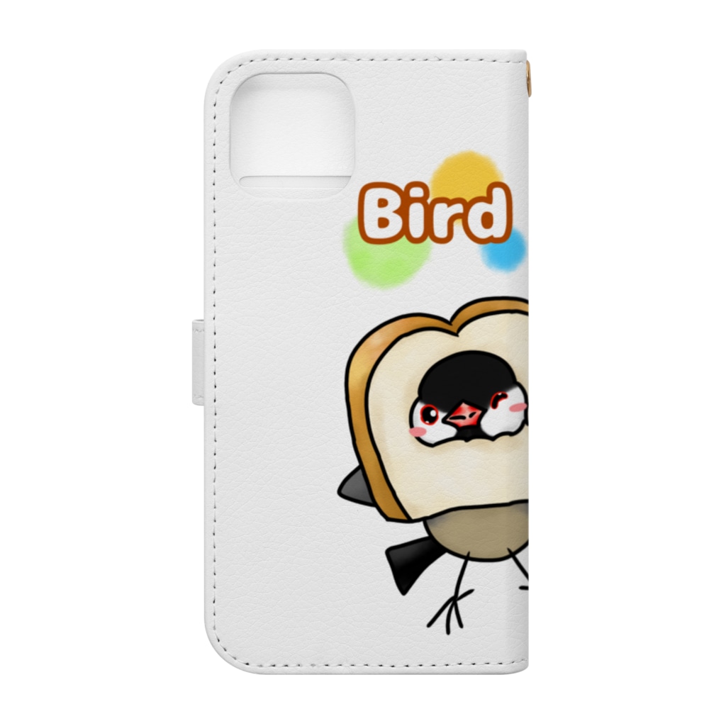 Lily bird（リリーバード）のパンの着ぐるみ文鳥ず Book-Style Smartphone Case :back