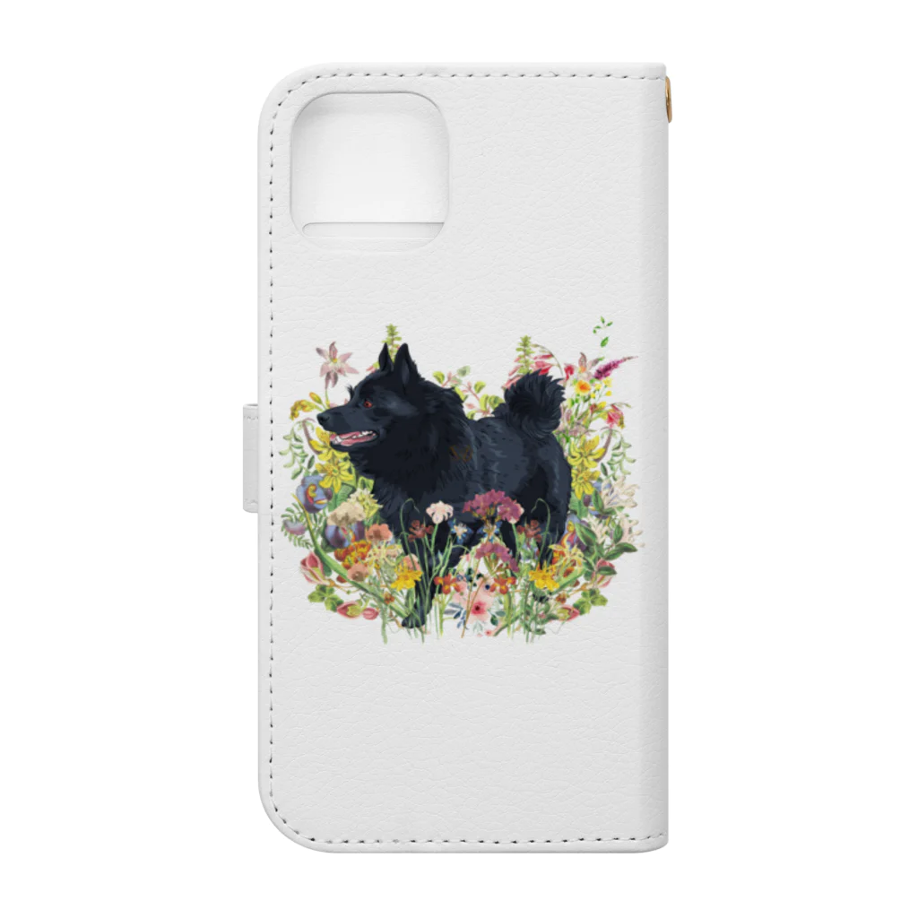 Doggie Freaksのお花畑のスキッパーキ Book-Style Smartphone Case :back