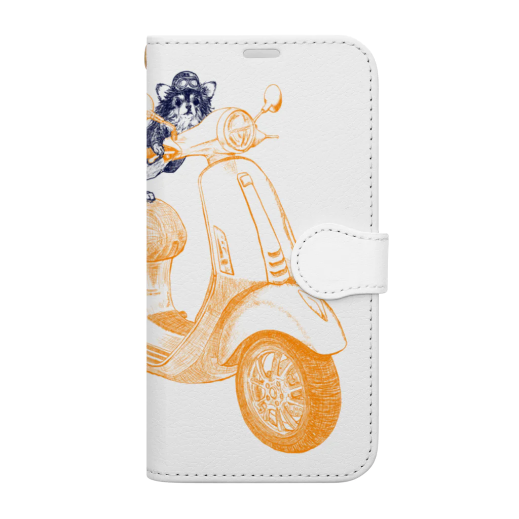 N谷スタジオのチワワのすっちゃんバイクに乗る Book-Style Smartphone Case