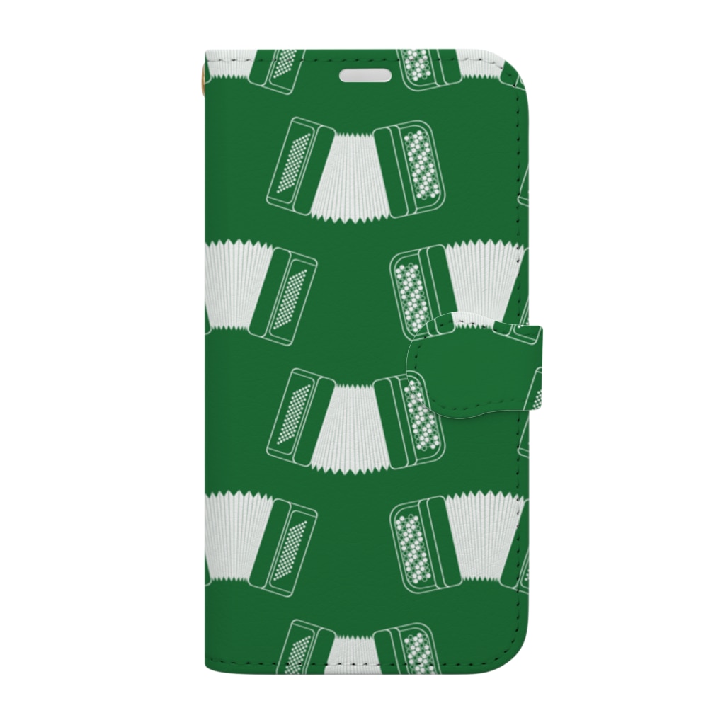 杜の魚のアコーディオン（緑） Book-Style Smartphone Case