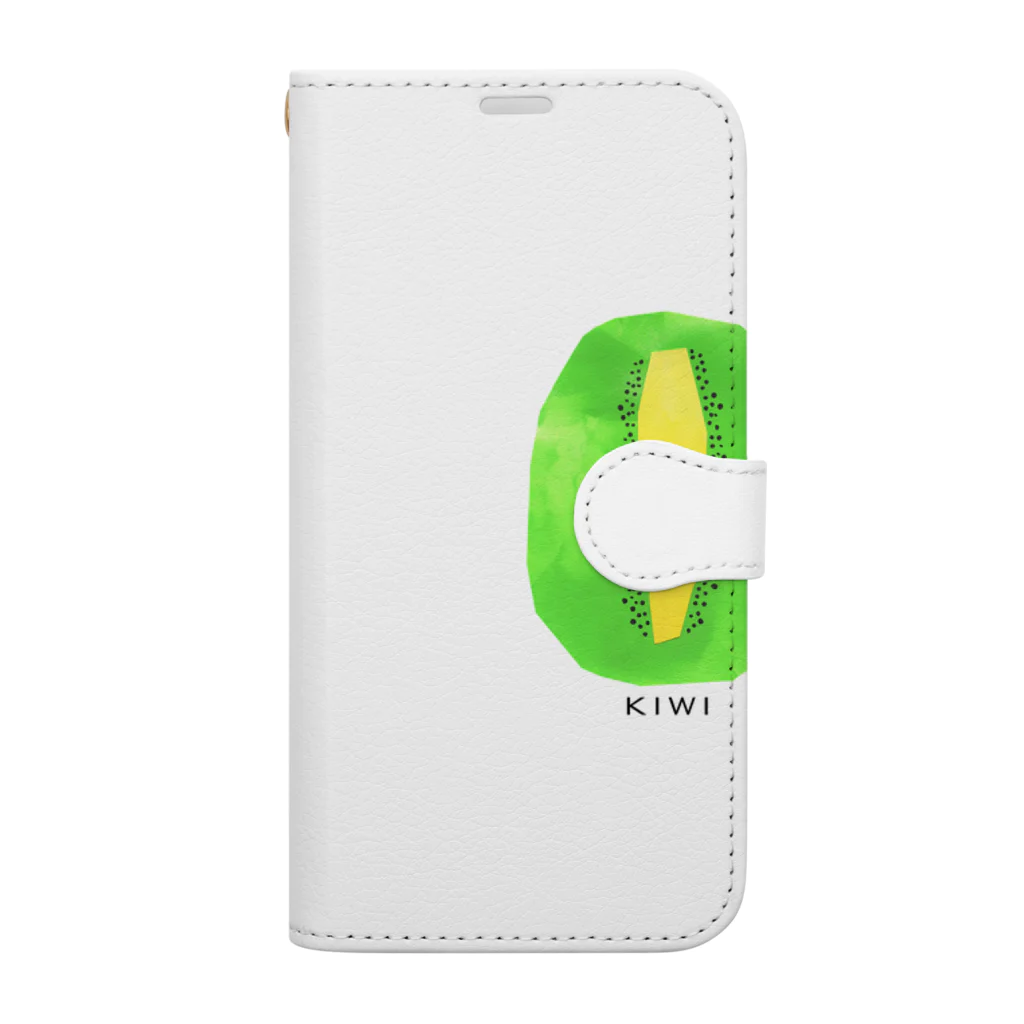 花と女性のイラストレーションのキウイ（kiwifruit）2022 Book-Style Smartphone Case