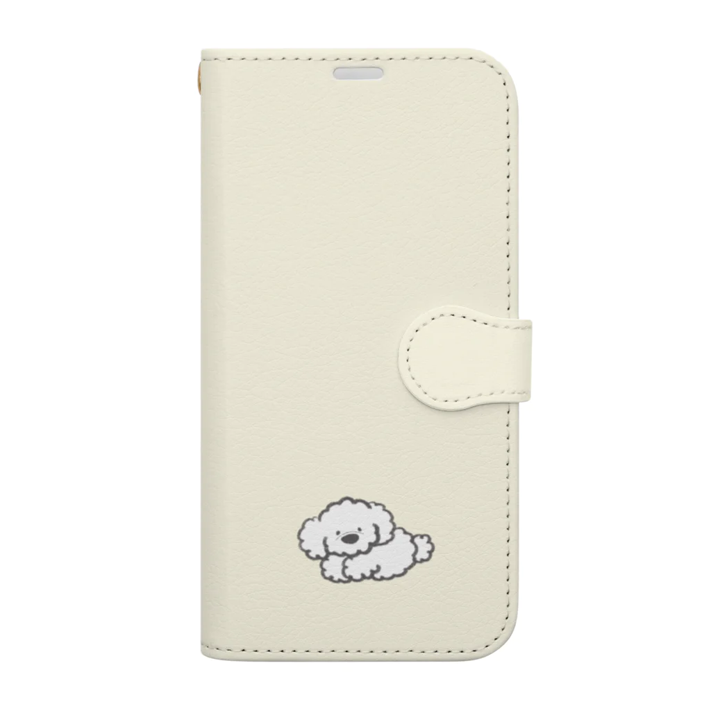 つむぎちゃん☁️*⋆のもこもこのおやすみ手帳型スマホケース（ホワイト） Book-Style Smartphone Case