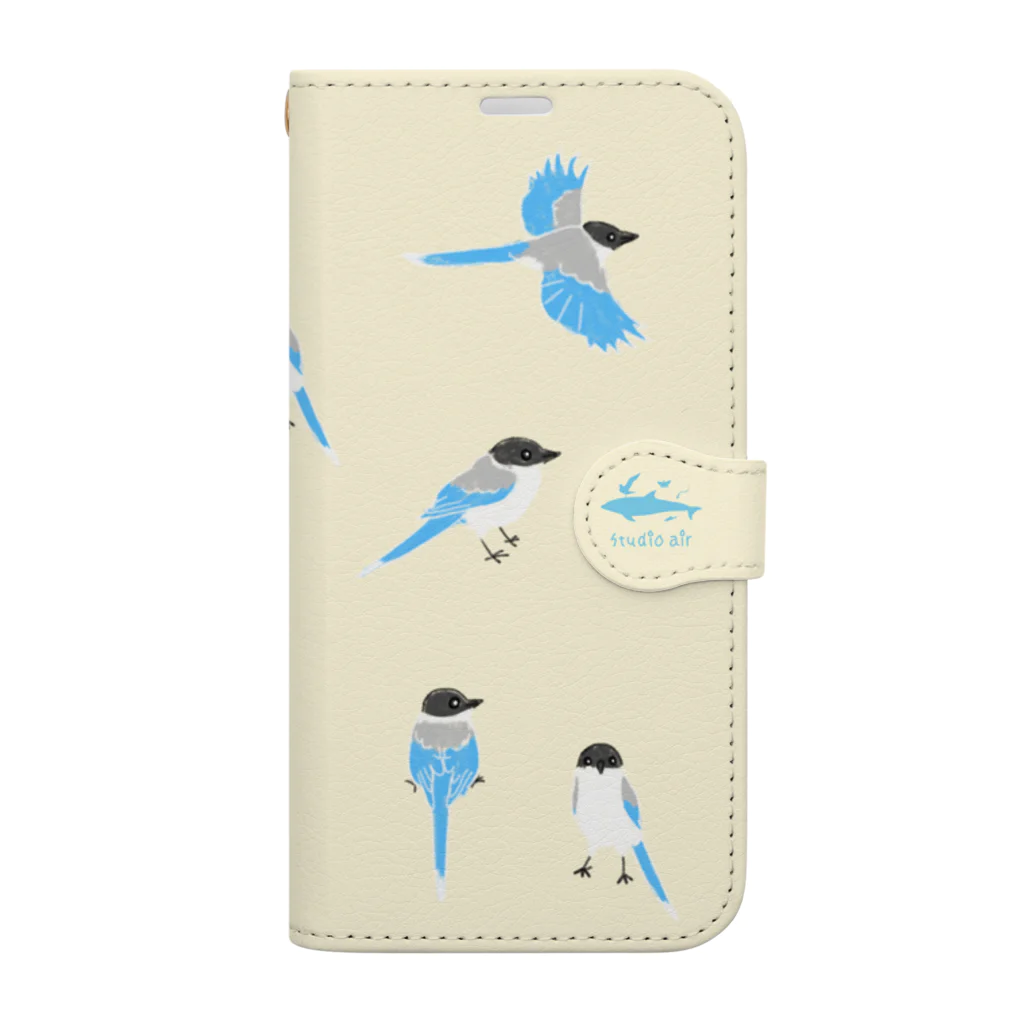 スタジオアイルのオナガちょこちょこ黄 Book-Style Smartphone Case