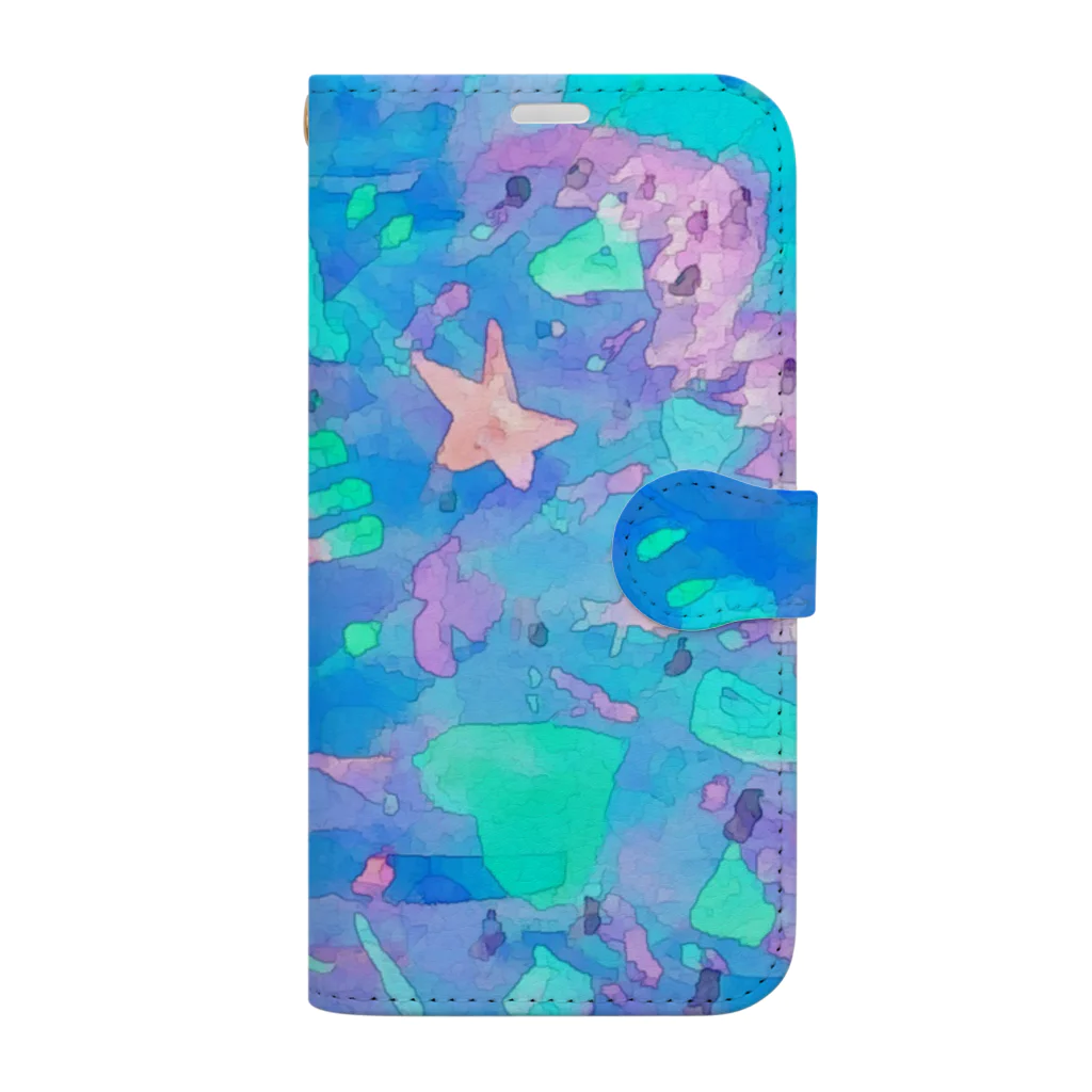 🐶シュナといろいろ🎨の⭐︎♡ (ブルー) Book-Style Smartphone Case