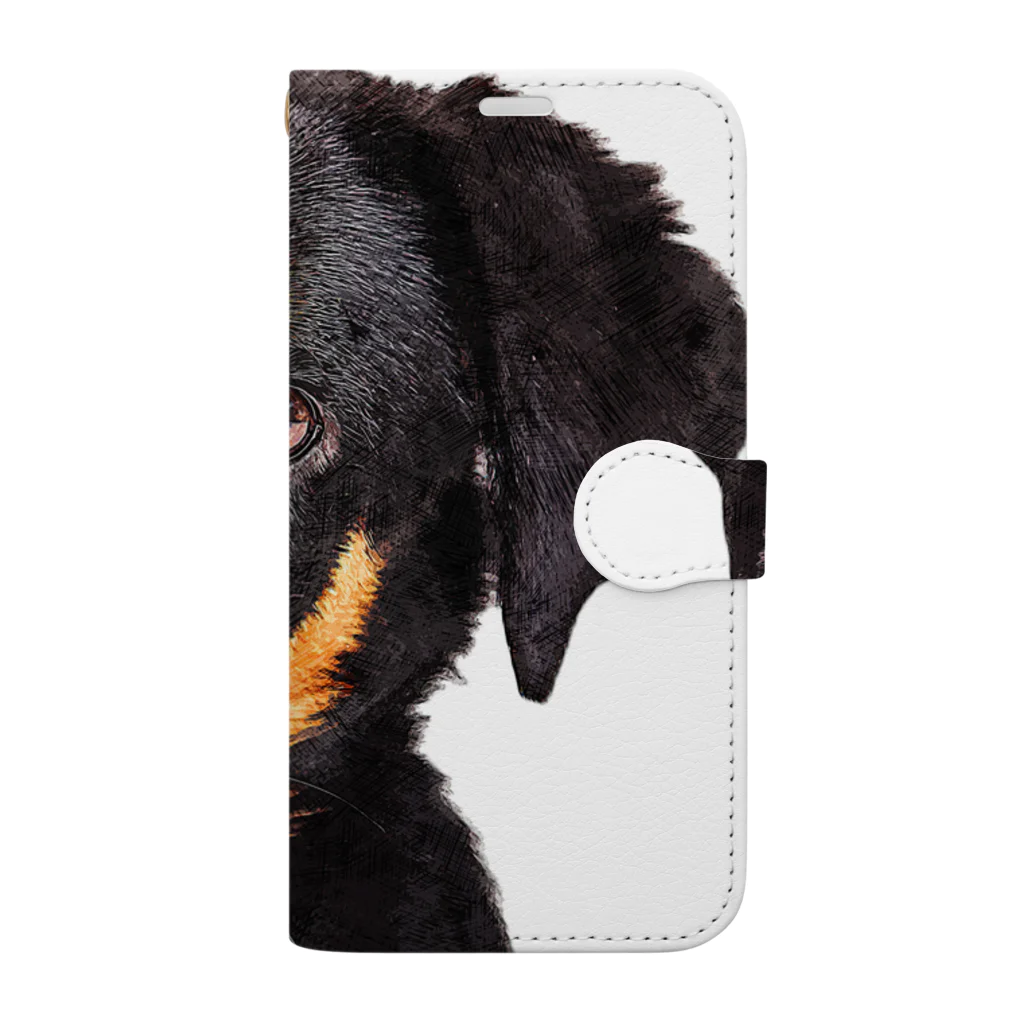 【CPPAS】Custom Pet Portrait Art Studioのかわいい子犬のロットワイラー Book-Style Smartphone Case