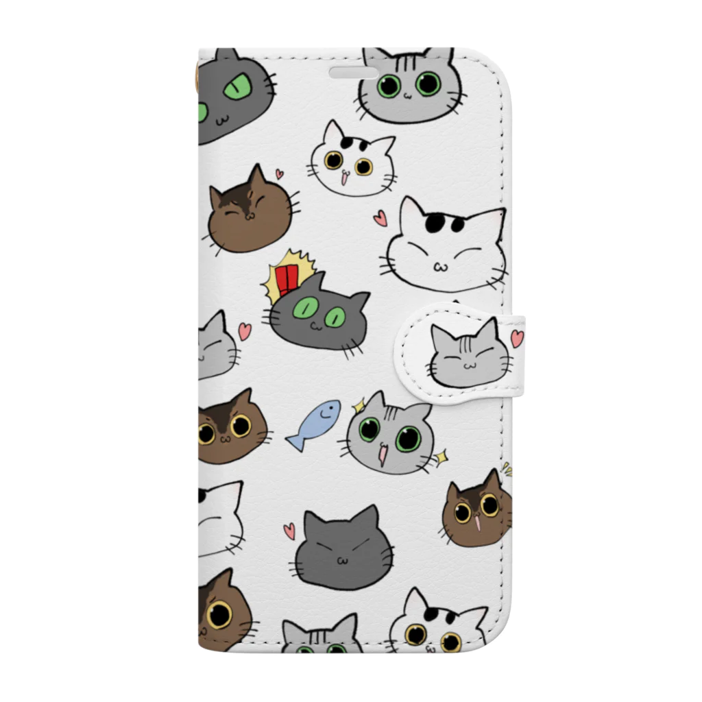 ねこほうチャンネル公式グッズの散らばりねこほう４匹 Book-Style Smartphone Case