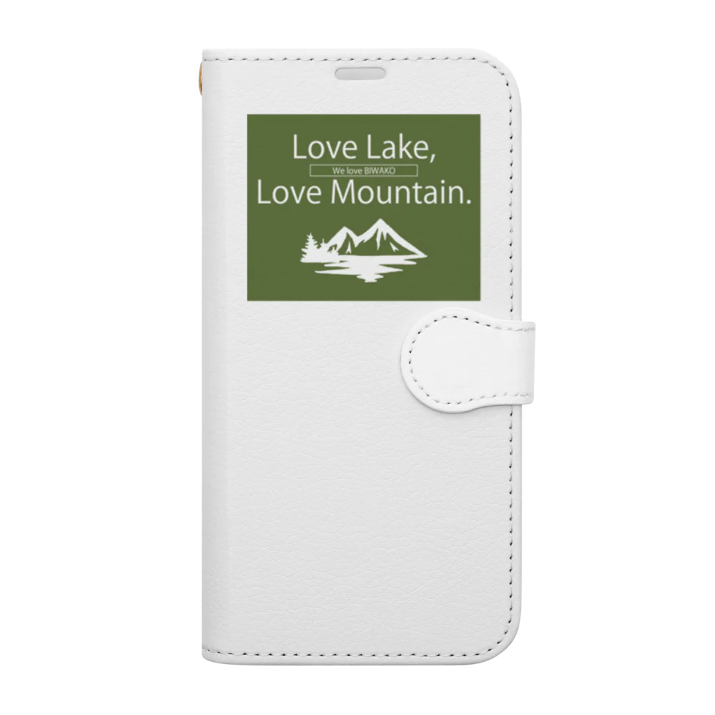 kakinokidoのLove lake,Love mountain. (BIWAKOver) 手帳型スマホケース