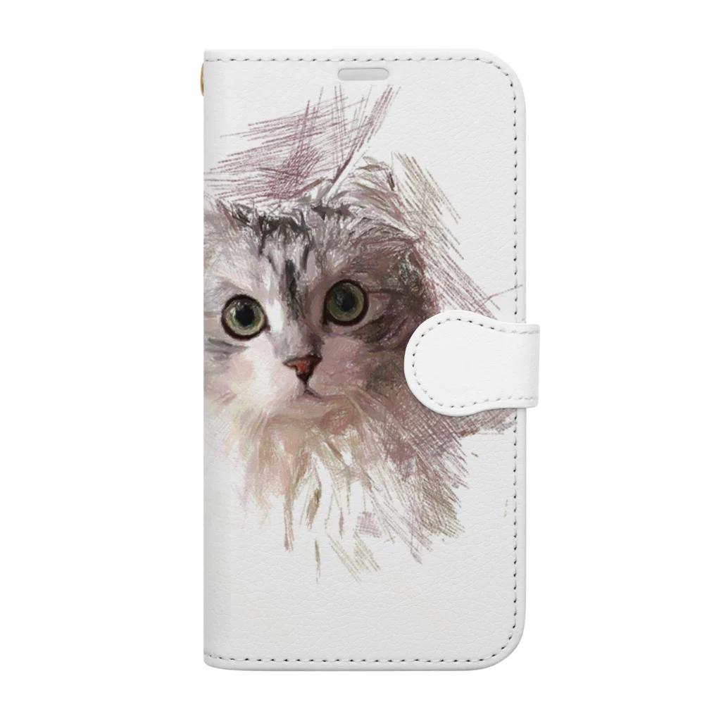 ARTY COATYのお店の猫　デッサン風イラスト Book-Style Smartphone Case