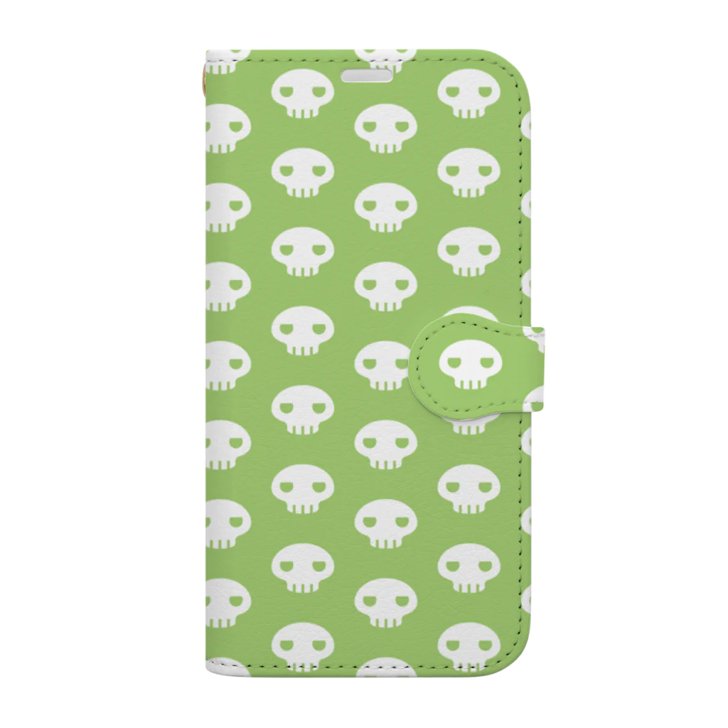 ミニマムユニヴァース@SUZURIのデビねこくん 手帳型スマホケース グリーン Book-Style Smartphone Case