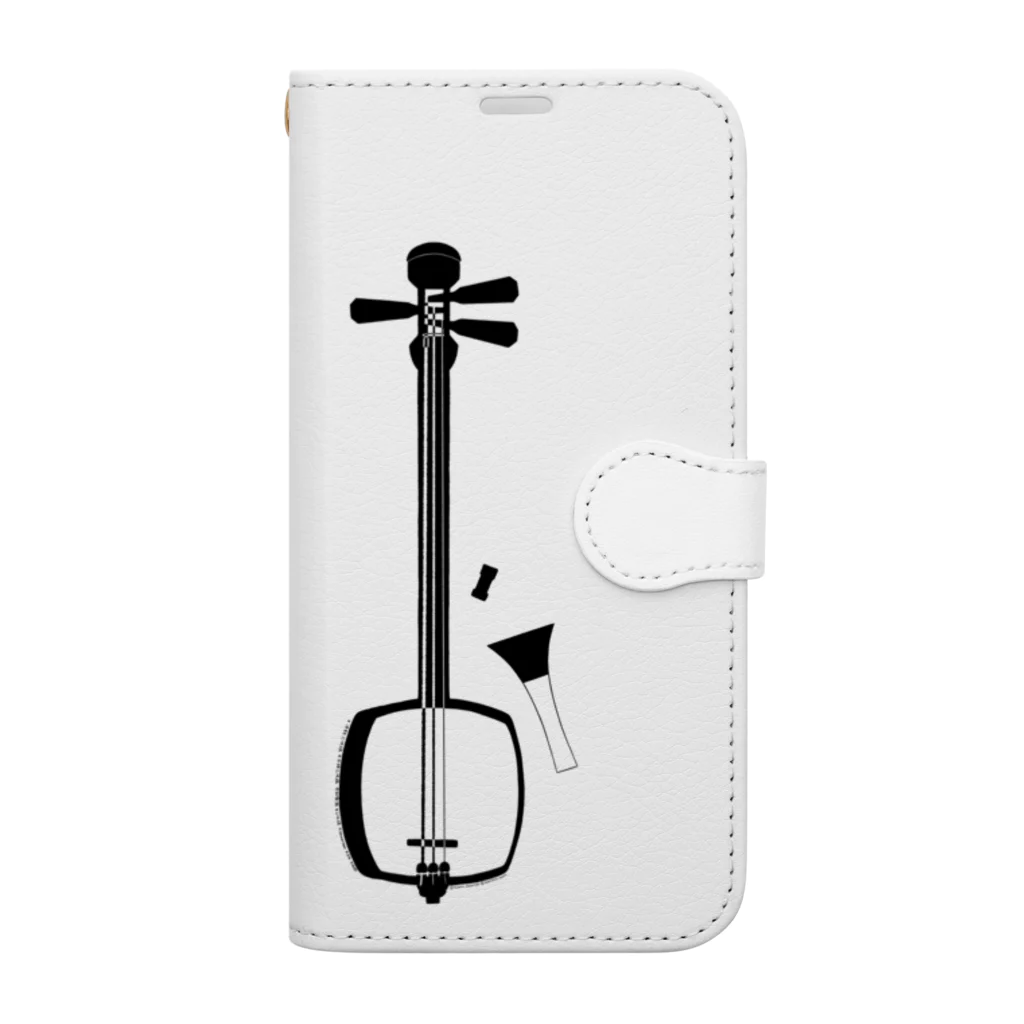 綾錦工房 りこりすの津軽三味線【朧月】 Book-Style Smartphone Case