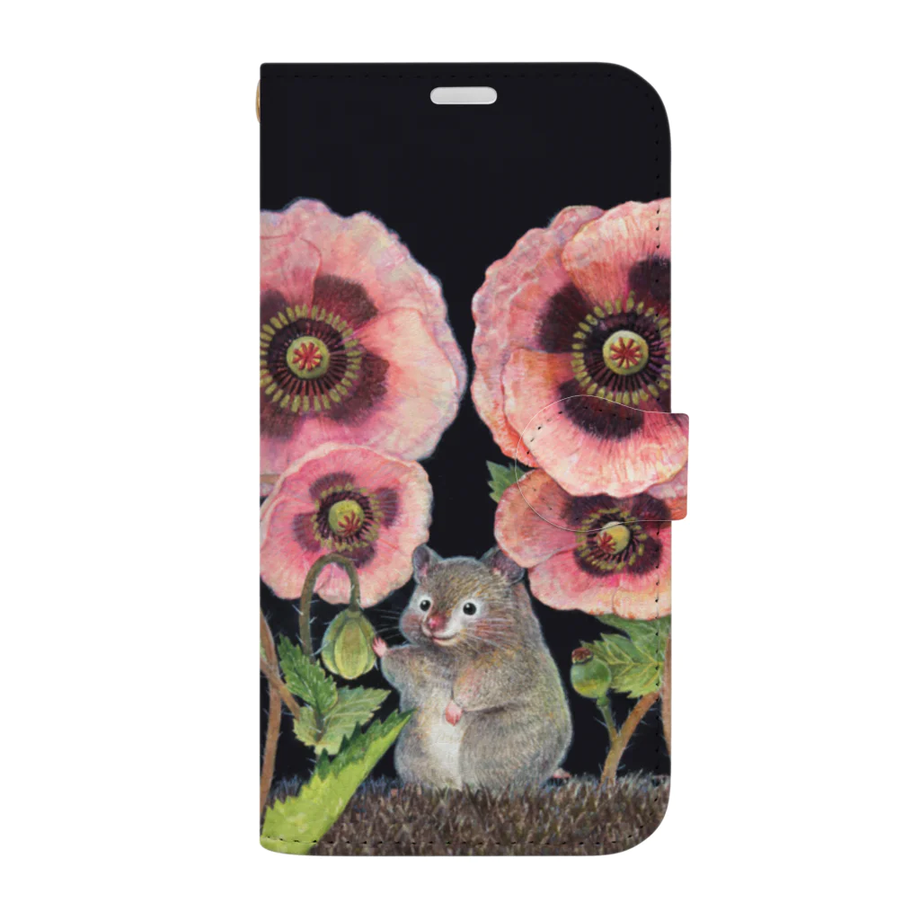 Oshiruko illustration｜おしるこイラストレーションのセーブルハムスターとアツミゲシの花 Book-Style Smartphone Case