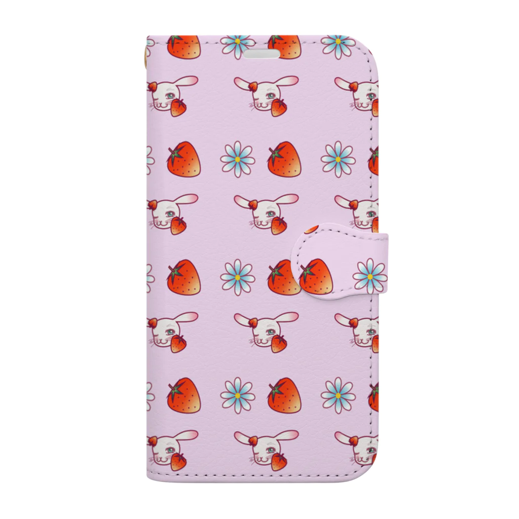 Rabbitflowerの❤️らびこ❤️イチゴ（ピンク） Book-Style Smartphone Case