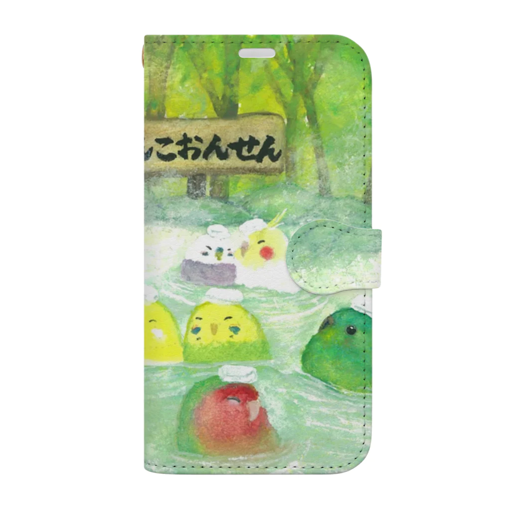 yuuwa sachi のおんせんいんこたち Book-Style Smartphone Case